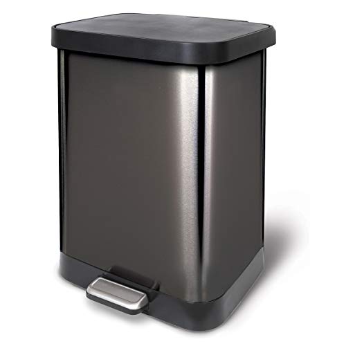 GLAD STAINLESS STEEL STEP TRASH CAN CLOROX ODOR PROTECTION LARGE METAL KITCHEN - Like New