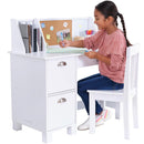 KIDKRAFT WOODEN STUDY DESK FOR KIDS, BULLETIN CABINETS - WHITE - Like New