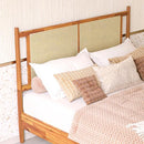 BME OLIVER HEADBOARD QUEEN SIZE BED FRAME, 15-INCH SIGNATURE, CARAMEL - Like New