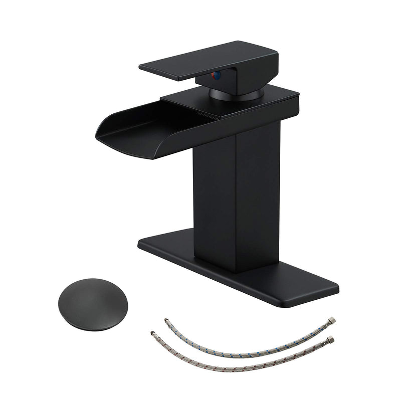 BWE BWE BATHROOM FAUCET WATERFALL BATH SINGLE HOLE HANDLE MODERN - BLACK MATTE - Like New