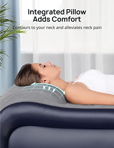 EVAJOY QUEEN INFLATABLE AIR MATTRESS BUILT PUMP EJ-HF004 - BLUE/GRAY - Like New