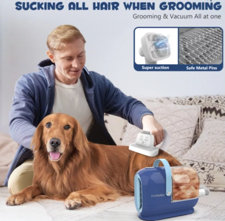 Homeika Dog Grooming Kit & Vacuum 3L Pet 99% Pet Hair Suction H317 - Blue Like New