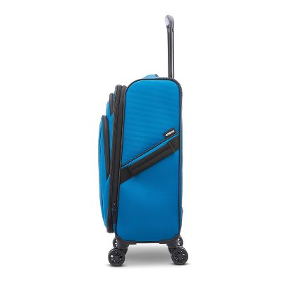 AMERICAN TOURISTER PHENOM SOFTSIDE CARRY ON SPINNER SUITCASE SOLID LUGGAGE, BLUE - Like New