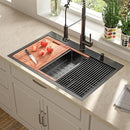 Lordear 30 Inch Black Kitchen Sink Single Bowl Workstation Sinks 16 Gauge - Like New