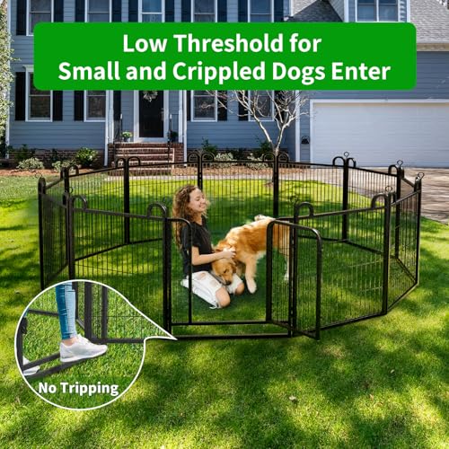 KFVIGOHO DOG PLAYPEN OUTDOOR 12 PANELS FENCE HEAVY DUTY MESH - BLACK - Like New