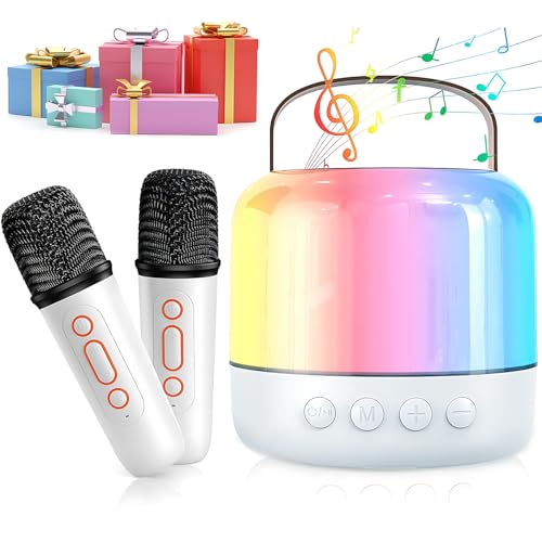 Karaoke Machine 2MIC Bluetooth Portable Speaker Wireless Microphone - White Like New