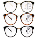 3 Pack Progressive Reading Glasses for Women Men Round Frame Multifocal Readers - Like New