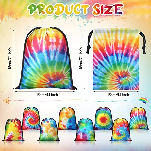 CUNNO 24 PCS 7X5 INCH TIE DYE DRAWSTRING BAGS TIE DYE GOODIE BAGS COLORFUL - Like New