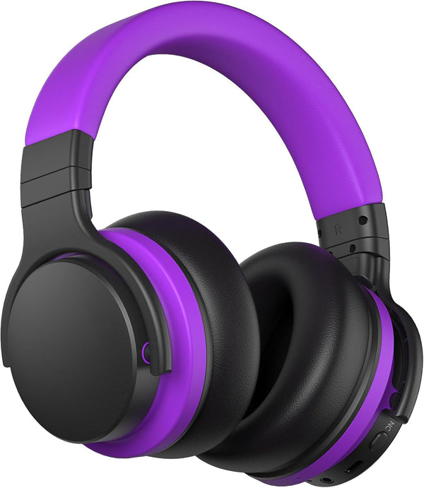 COMMALTA Active Noise Cancelling Headphones Over Ear Bluetooth - Medium Purple Like New