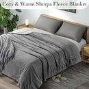 Sherpa Fleece Throw Blanket, King Size Reversible Velvet Blankets - Grey - Like New
