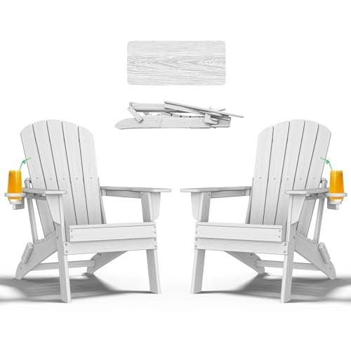NEVILYWOOD FOLDING ADIRONDACK CHAIR - EXTENDED ERGONOMIC BACKREST - 2PC - WHITE - Like New