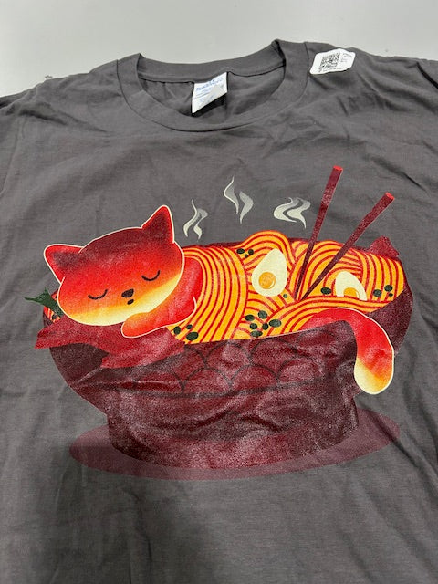 PORT&COMPANY PORT AND COMPANY XL GRAY CAT IN RAMEN TSHIRT - GRAY - Like New