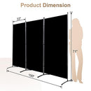 Grezone Large Folding Panel Portable Stand Room dividers 3 Panels - Brown - Brand New