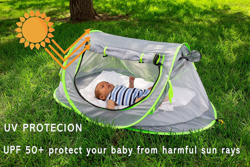 ZENTO DEALS BABY POP UP TENT - GRAY/GREEN - Like New