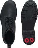 HUGO MEN'S RYAN SMOOTH LEATHER LACE UP BOOT - SIZE: MEN 10 - BLACK - Like New
