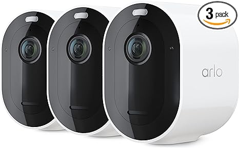 Arlo Pro 4 Spotlight Camera 3 Pack Wireless Security 2K Video VMC4350P - White Like New