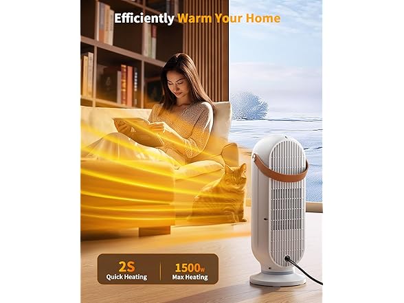 ANTIME 1500W HEATING SPACE HEATER THERMOSTAT 90°OSCILLATION 12H TIMER - WHITE - Like New