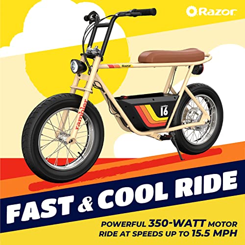 Razor Rambler 16 - 36V Electric Minibike with Retro Style, Up to 15.5 MPH, Tan - Like New