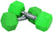 FITVIDS RUBBER ENCASED HEX DUMBBELL WITH RACK, 25LB PAIR - COLORED - Like New