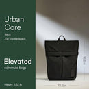 ANTLER URBAN CORE ZIP TOP BACKPACK 14" LAPTOP SLEEVE WORK BAG 4732124083 BLACK - Brand New