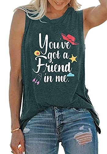 SUPEYA Youve Got A Friend in Me Tank Top for Women Funny Letter Print Shirt - Like New