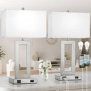 GENERIC MODERN SILVER TABLE LAMPS SET OF 2 - SILVER/WHITE - Like New