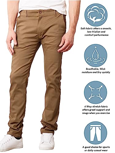 HARVIC GALAXY BY HARVIC MEN'S SUPER STRETCH SLIM FIT EVERYDAY CHINO PANTS - Brand New