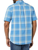 AMAZON ESSENTIALS MEN'S SLIM-FIT SHORT-SLEEVE POPLIN LIGHT BLUE ORANGE PLAID 2XL - Brand New