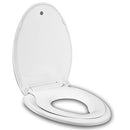 JINGZE ADULT/CHILD ELONGATED TOILET SEAT BUILT-IN POTTY TRAINING MAGNETIC WHITE - Brand New