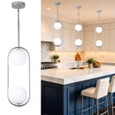 SeeU Chrome Pendant Lighting Fixture Globe Glass Lampshade 2-Lights - Brand New