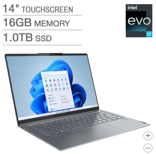 LENOVO SLIM 7 14 2.8K TOUCH I7-1360P 16 1TB SSD FPR FRENCH/ENGLISH KB MISTY GRAY - Like New