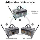 GJEASE CAT ROLLING CARRIER FOR 2 CATS, DOUBLE-COMPARTMENT PET - GRAY - Like New