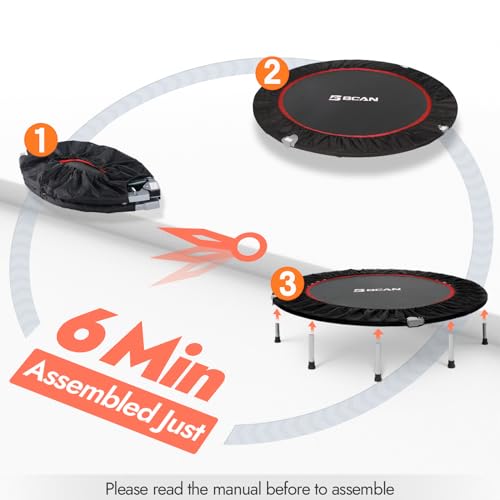 BCAN 40" Foldable Mini Trampoline Fitness Trampoline with Safety Pad - Like New