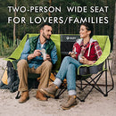 VILLEY Double Camping Chair w/Cooler Bag, Extra Wide Loveseat, 600LBS - GREEN - Like New