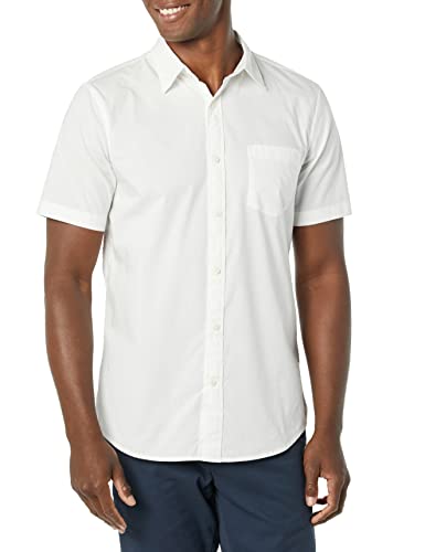 AMAZON ESSENTIALS MEN'S SLIM POPLIN SHIRT - MEDIUM - WHITE - Brand New