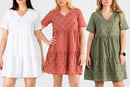 BARN SWALLOW NEW YORK DRESS BUNDLE OF 3 V-NECK OVER- 6 - TERRA/WHITE/OLIVE GREEN - Like New
