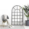 GIFTTROVE BLACK ARCHED WINDOW MIRROR LARGE WINDOW PANE MIRROR - BLACK - Like New