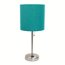 Simple Designs LT2024-TEL Brushed Steel Stick Table Lamp Charging Outlet Teal - Brand New