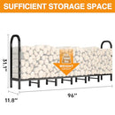 GREENER 8FT HEAVY DUTY FIREWOOD RACK OUTDOOR ADJUSTABLE METAL LOG HOLDER - Like New