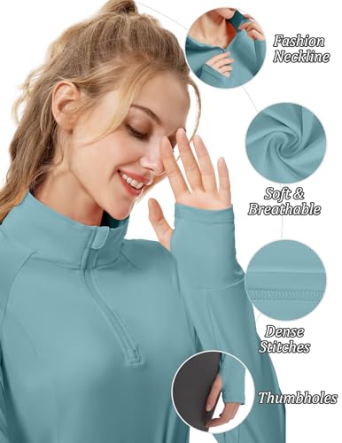 FKEEP WOMEN'S LONG SLEEVE ATHLETIC JACKETS UPF 50+ THUMB HOLES LAKE BLUE S - Brand New