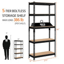 Topeakmart 5 Tier Metal Storage Shelving Unit - Black - Brand New