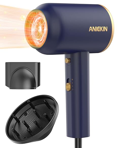 ANIEKIN Hair Dryer Diffuser 1875W Ionic Blow Dryer Professional - Blue Like New