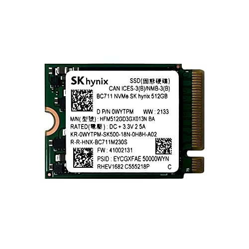 SK HYNIX 512GB NVME PCIE M.2 2230 30MM SOLID STATE DRIVE - GREEN - Like New