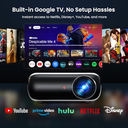 HAPPRUN OFFICIAL LICENSED GOOGLE TV SMART PROJECTOR HAPPRUN 4K UHD - BLACK - Like New