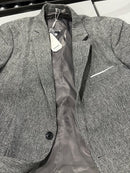 COOFANDY 2 PIECE BUTTON CASUAL SUIT BLAZER JACKET PANTS SIZE: MEN - LIGHT GRAY - Like New