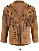 100% Real Suede Western Style Jacket Native American Fringe B07Y3XD5QB - Black - Brand New