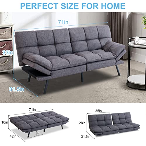 OPOIAR FUTON CONVERTIBLE SOFA BED LOVeseat FUTON BREATHABLE LINEN - DARK GRAY - Like New