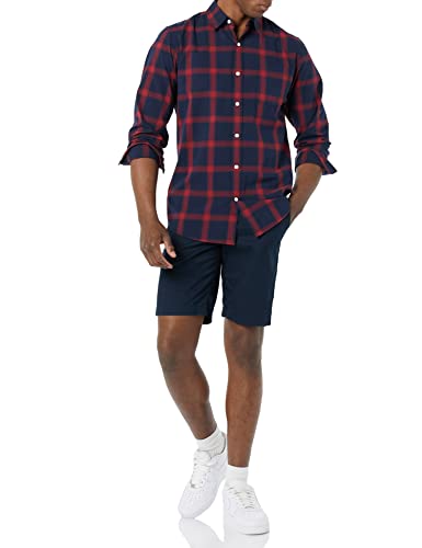 AMAZON ESSENTIALS MEN'S LONG-SLEEVE SLIM-FIT STRETCH POPLIN SHIRT XL- PLAID - Brand New