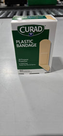 CURAD PLASTIC BANDAGE, ALL PURPOSE PROTECTION, 4-SIDED SEAL, 60 BANDAGES - Brand New