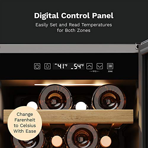 HOMELABS 25 BOTTLES HIGH-END WINE COOLER STANDALONE DUAL-ZONE MINI - BLACK - Like New